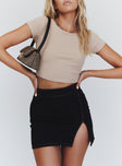   front view of model wearing Princess Polly The Lola Mini Skirt Contrast Stitching Black 