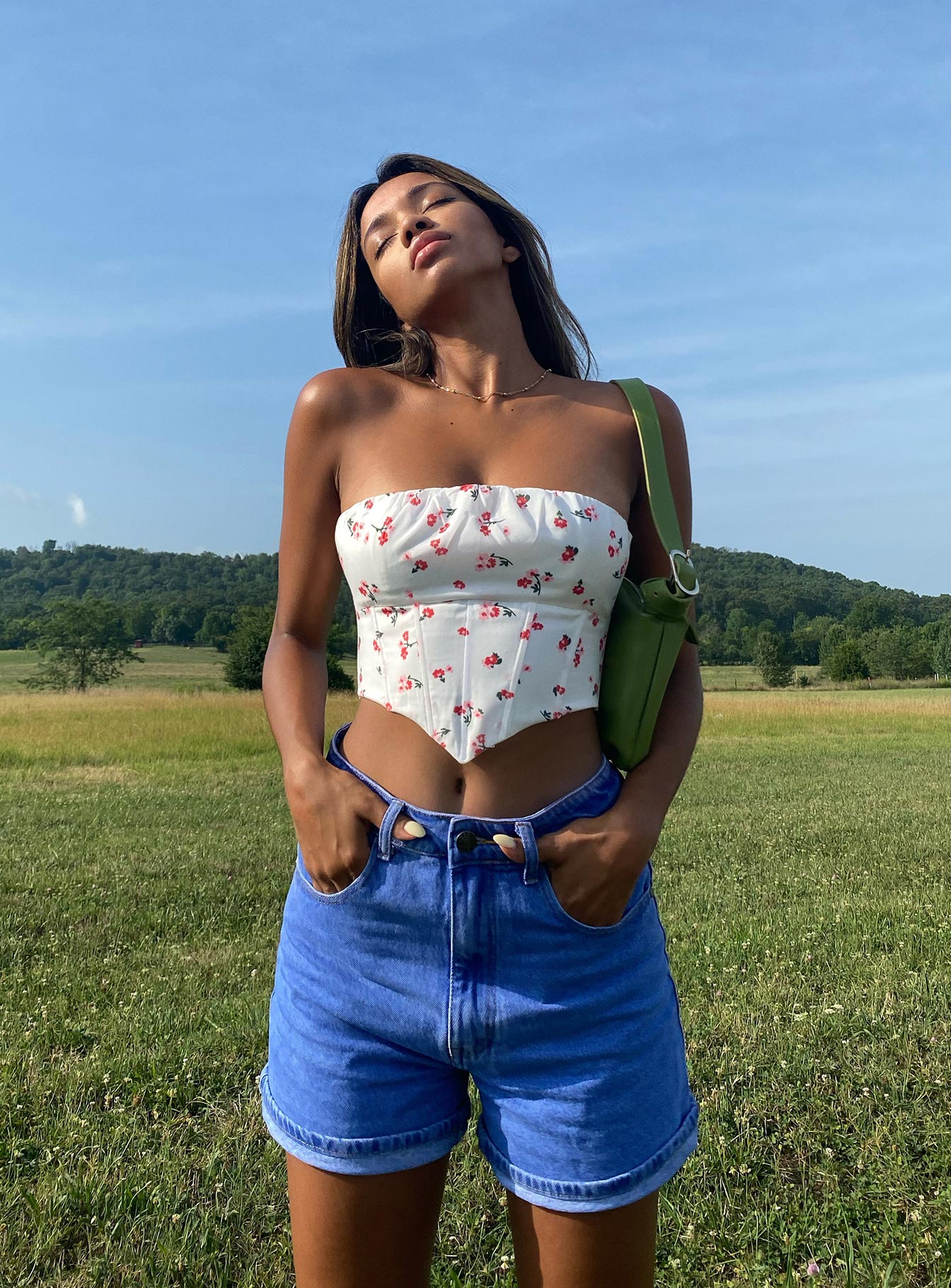 product The Swalla Shorts Blue Denim Princess Polly Low Rise Shorts 