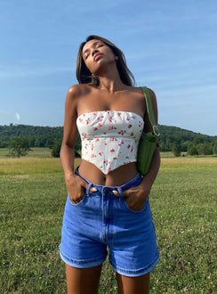 product The Swalla Shorts Blue Denim Princess Polly Low Rise Shorts 