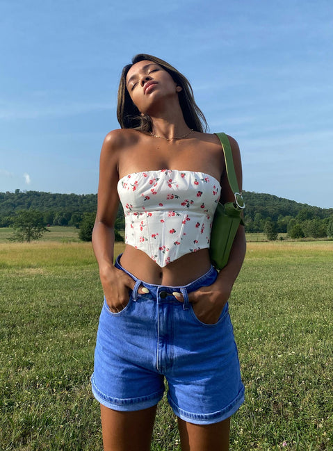 product The Swalla Shorts Blue Denim Princess Polly Low Rise Shorts 