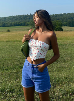 product The Swalla Shorts Blue Denim Princess Polly Low Rise Shorts 