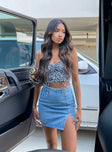   front view of model wearing Princess Polly The Lola Mini Skirt Denim 