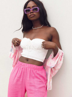 side view of model wearing Princess Polly Tinley Top White 