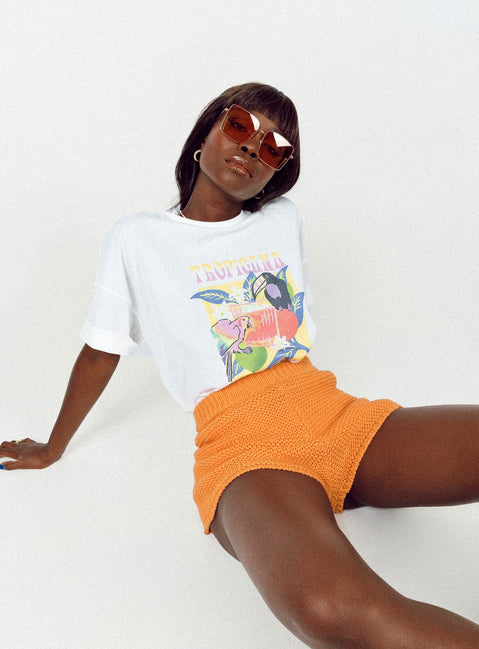 front view of model wearing Princess Polly Tropicana Oversized Tee White 