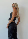 back view of model wearing Princess Polly Hollie Vest Black Eco 