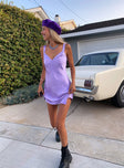 Front view of model wearing  front Princess Polly High Neck  Star Shining Mini Dress Purple