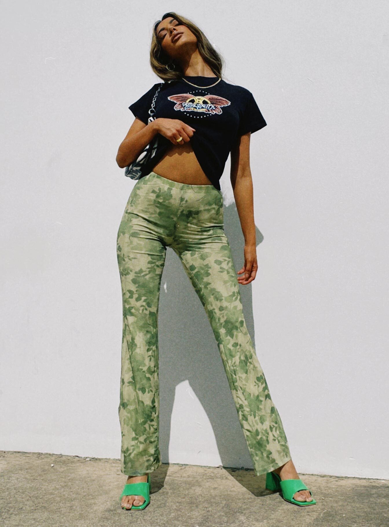 Motel Heny Trouser Blurred Floral Green