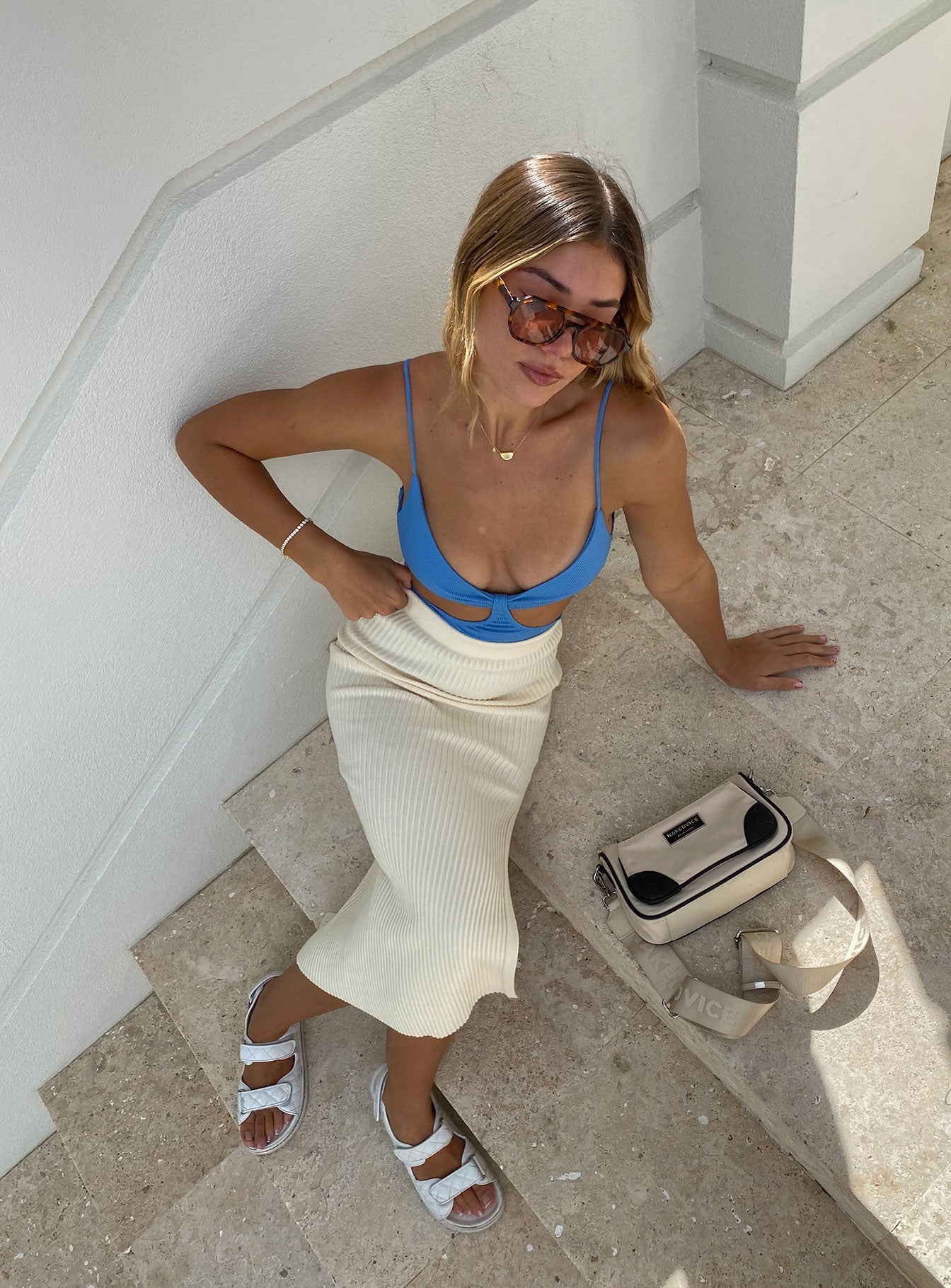 product Tanna Midi Skirt Cream Princess Polly  Midi Skirts 