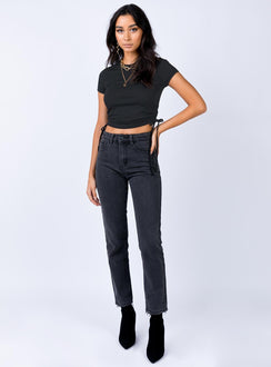 front view of model wearing Princess Polly Evant Tee Black 