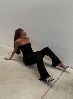 side view of model wearing Princess Polly Anderson Pants Black 