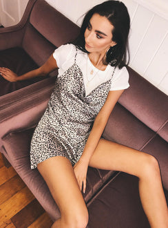 front view of model wearing Princess Polly Leopard Betta Vanore Mini Dress 