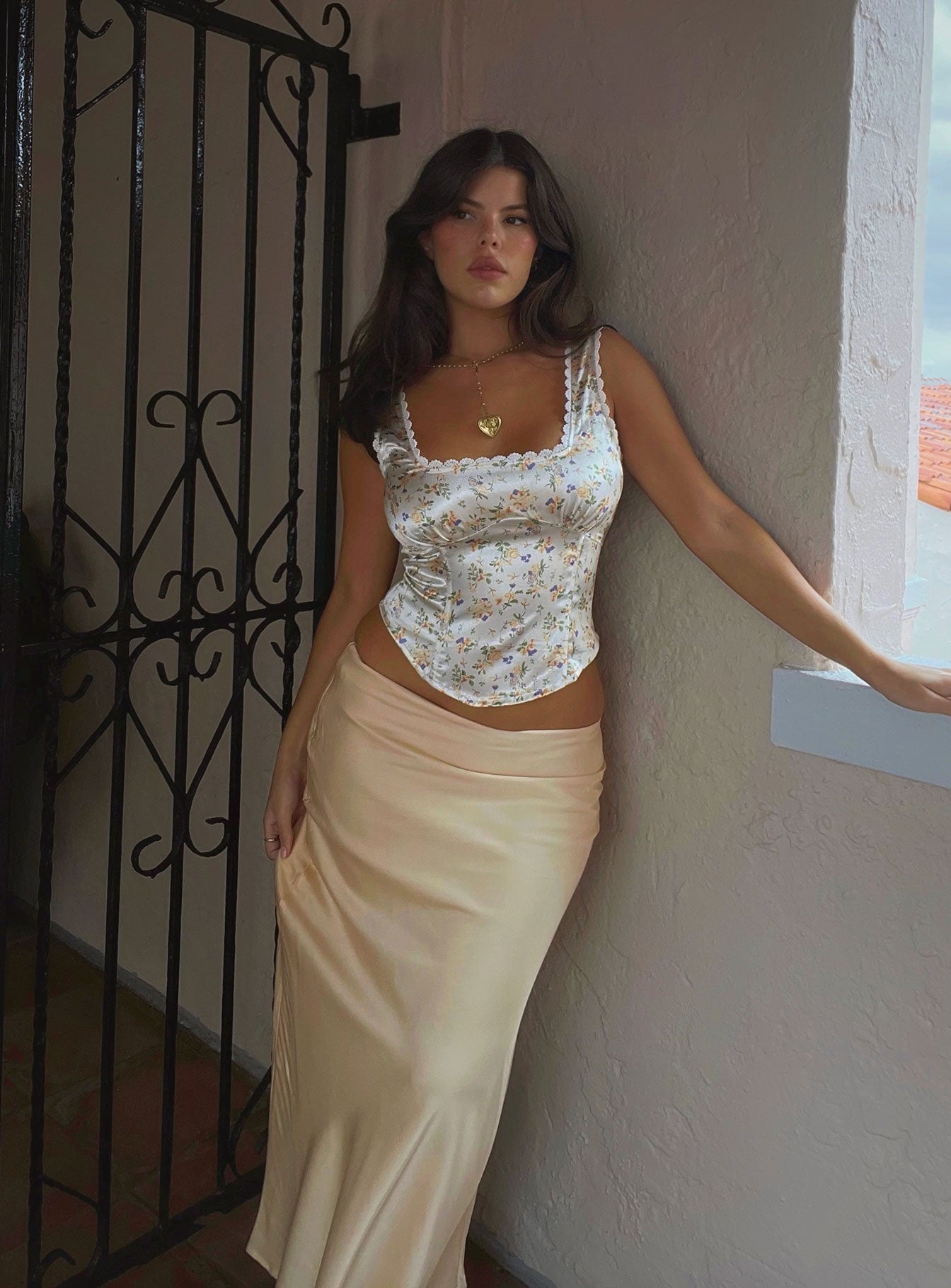 product Princess Polly Short Sleeves Square Neck  Berlin Satin Top White