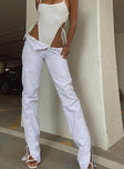 side view of model wearing Princess Polly Alabama Jean White Mid Rise 