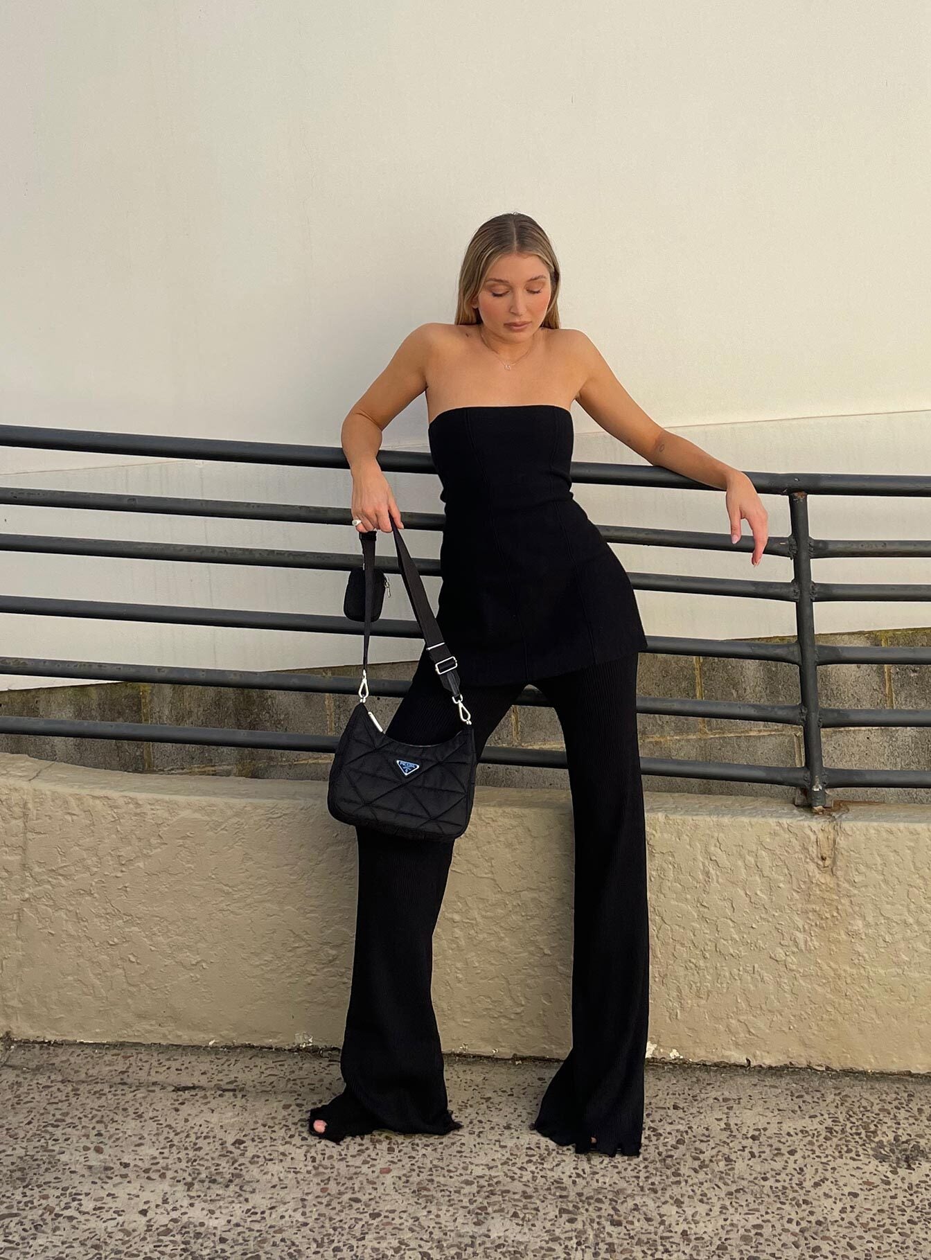 front view of model wearing Princess Polly Anderson Pants Black 