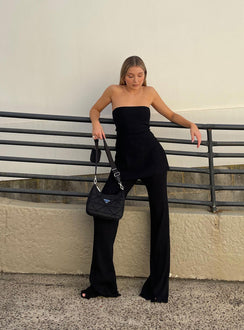 front view of model wearing Princess Polly Anderson Pants Black 