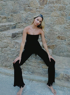front view of model wearing Princess Polly Anderson Pants Black 