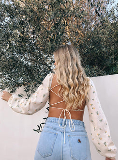 back view of model wearing Princess Polly Violetta Top Yellow 